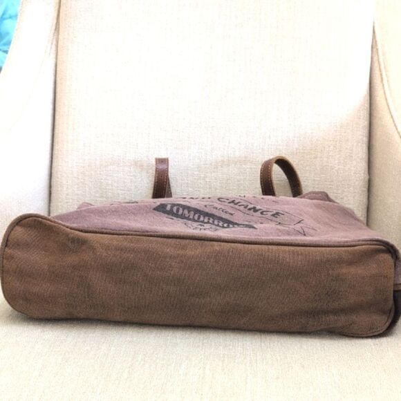 Myra Bag Upcycled Cotton & Cowhide Large Tote - Picture 4 of 12